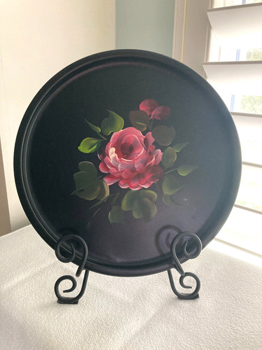 Vintage hand painted rose - vintage,